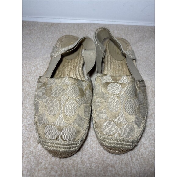 COACH RAYANNE  SIGNATURE C ESPADRILLE KHAKI WOMEN SIZE 10B - Picture 2 of 9